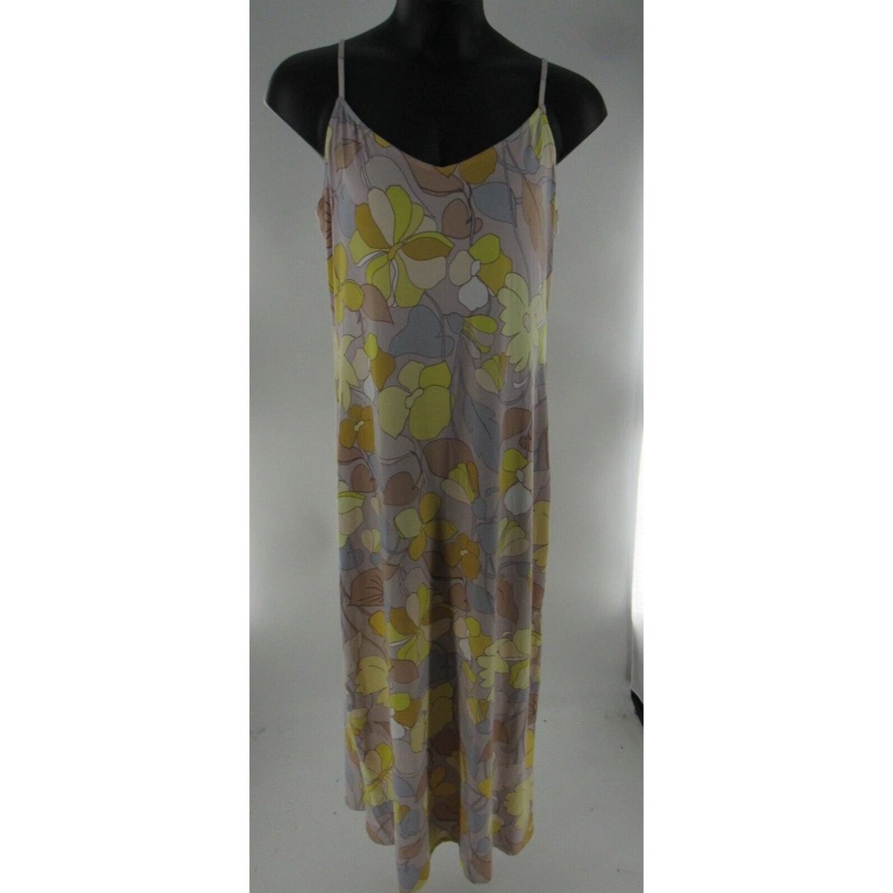 Haute Monde Plus Size 3X Floral Maxi Dress Spaghetti Strap V Neck 70's Retro NEW